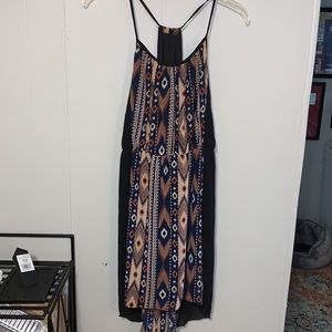 Y2K Aztec pattern black dress
